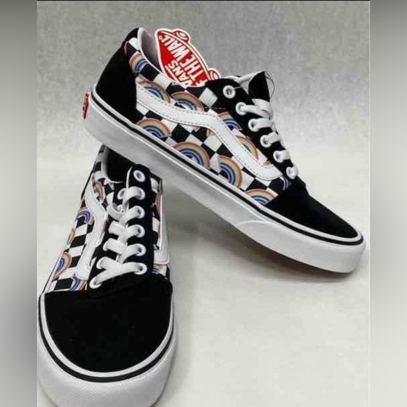 NIB NWT Vans Rainbow Checkerboard Ladies Sneakers Size 7 IOB - Picture 5 of 10